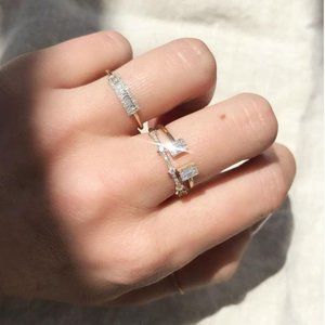 SACHI JEWELRY BAGUETTE 14K GOLD RING WITH DIAMONDS